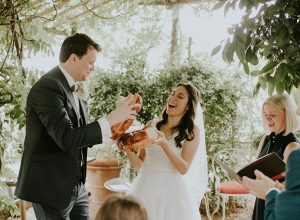Bread breaking ritual at wedding ceremony